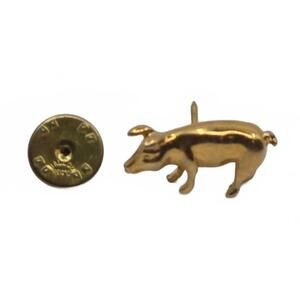 Vintage Ballou Good Luck Pig Piglet Gold Tone Lapel Pin 1" x .25"